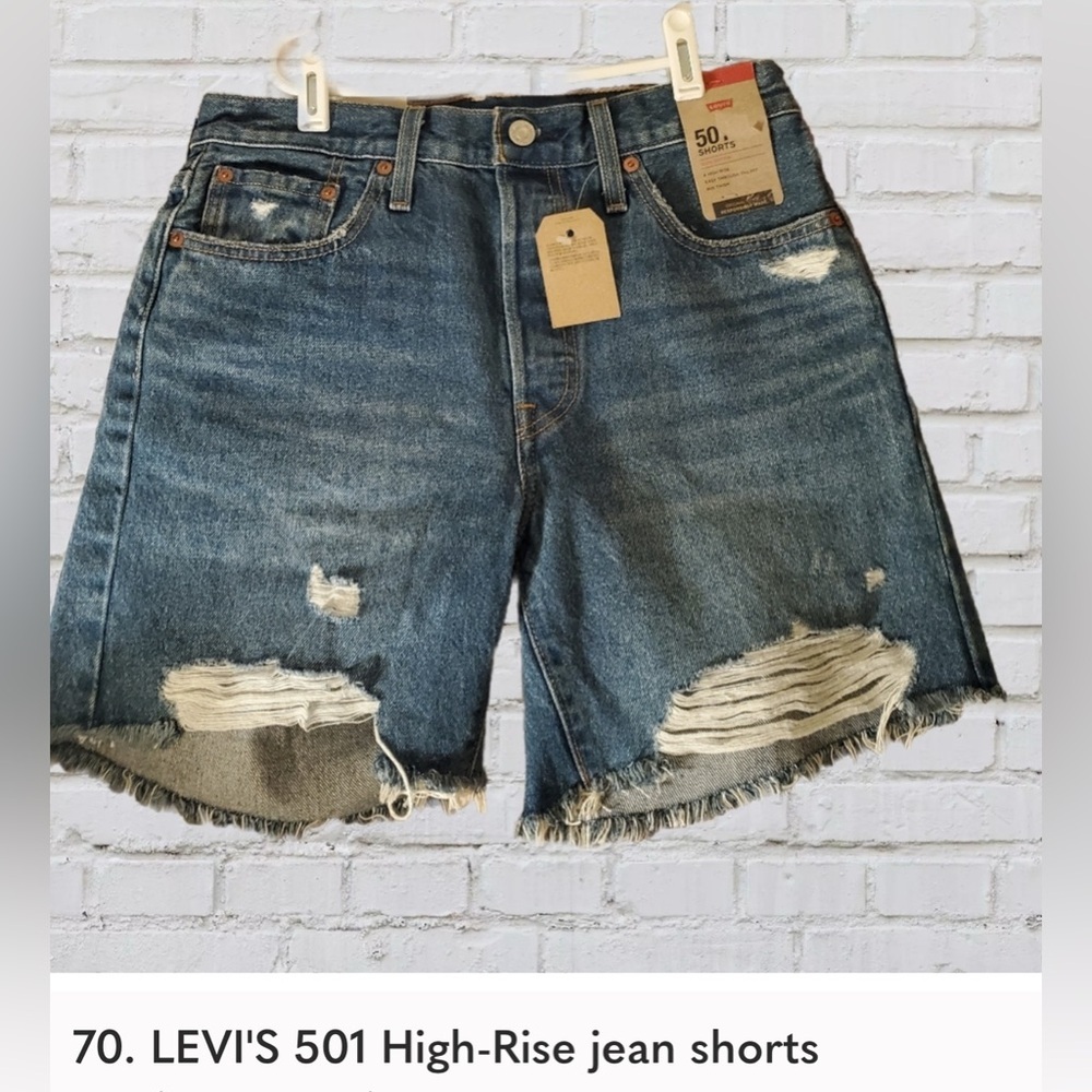 Levi's Blue Distressed High-Rise 501 Jean Shorts